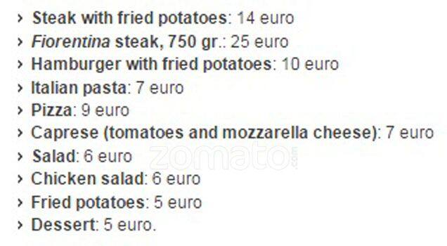 Menu di Parco Tirreno Restaurant 