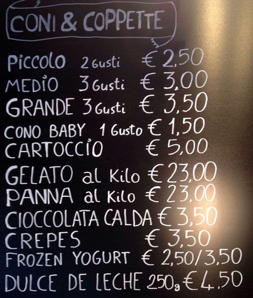 Menu di Pico Gelato - Piazza Bologna 