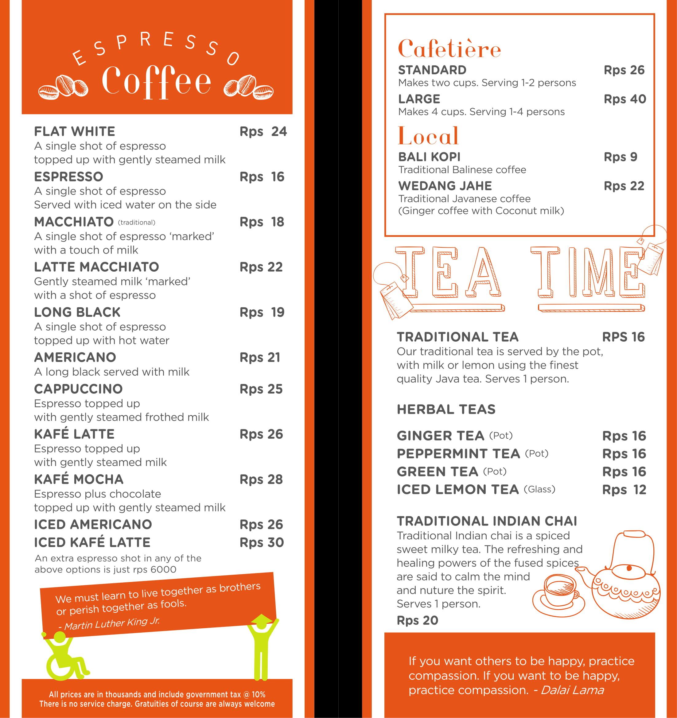 Menu at The Global Village Kafe restaurant, Buleleng