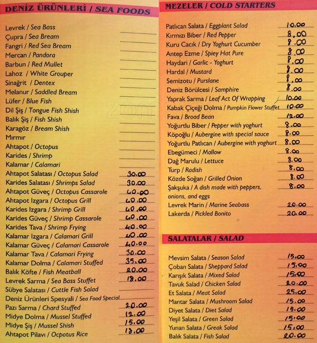 Gebora menu