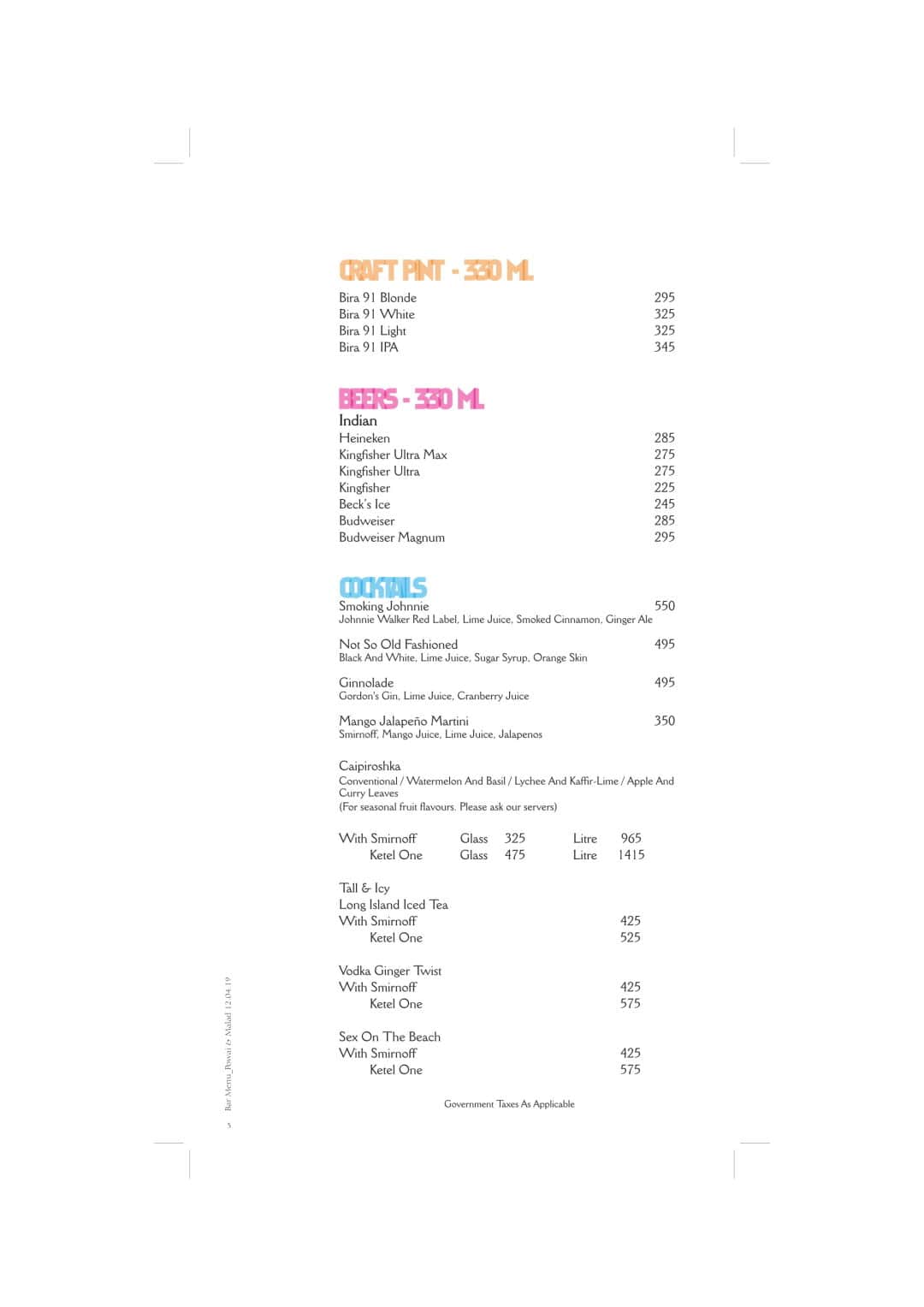 Sigree Global Grill Powai menu