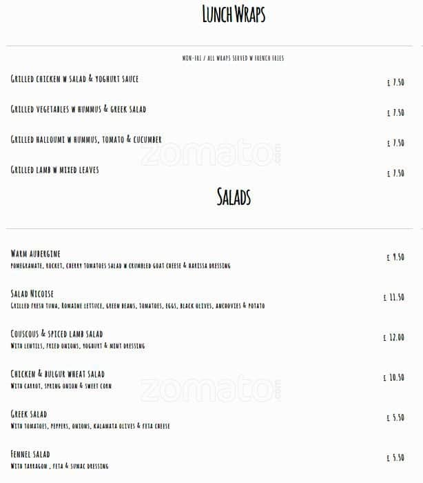 Pincho menu