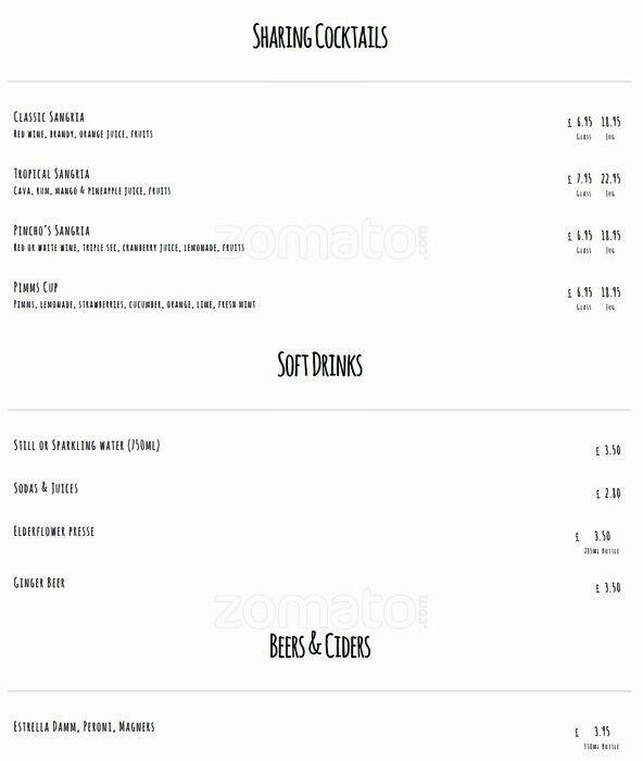 Pincho menu
