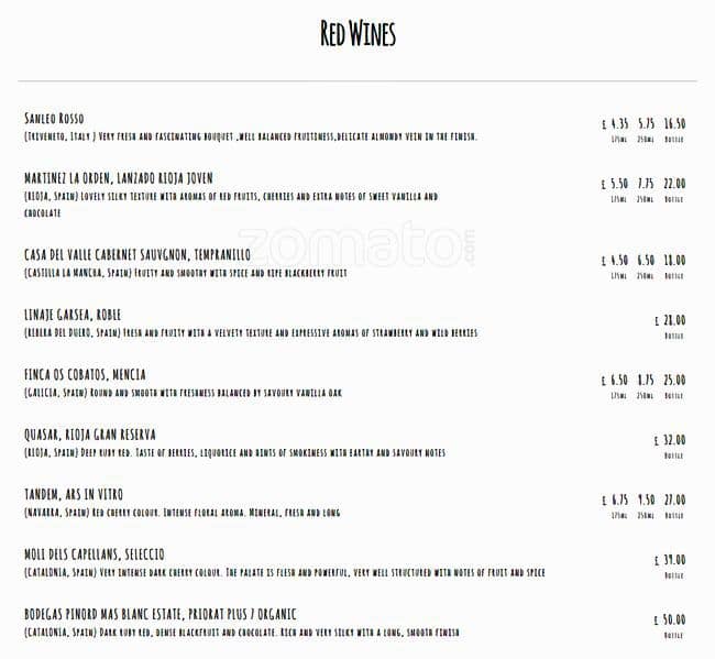 Pincho menu