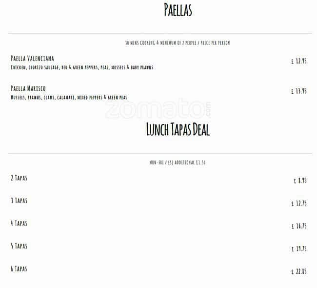 Pincho menu