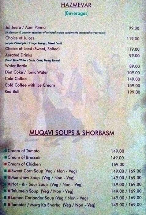 Menu at Park Baluchi, New Delhi, Hotel Signature Grand