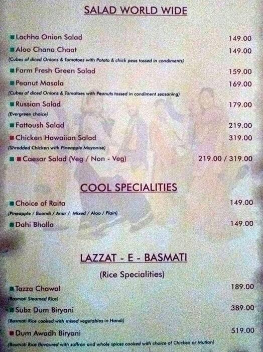 Menu at Park Baluchi, New Delhi, Hotel Signature Grand