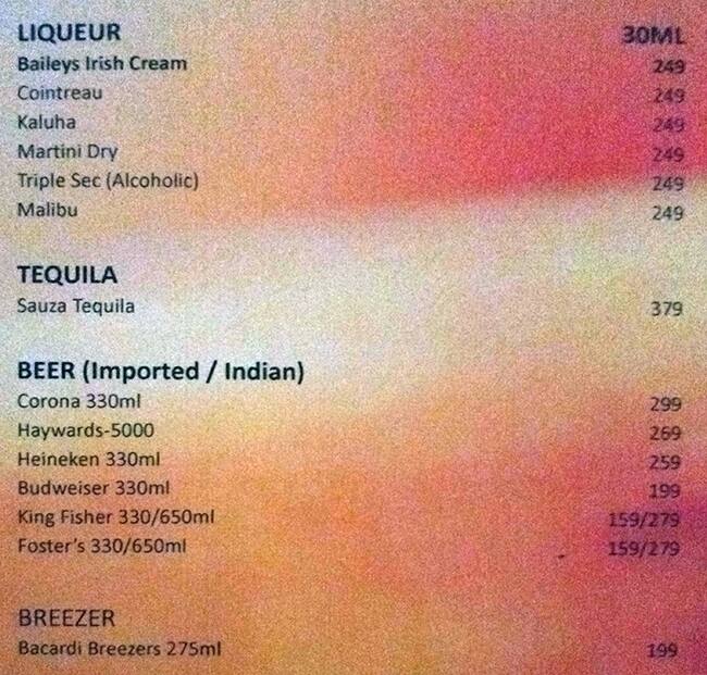Menu at Park Baluchi, New Delhi, Hotel Signature Grand