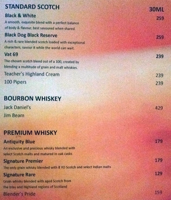 Menu at Park Baluchi, New Delhi, Hotel Signature Grand