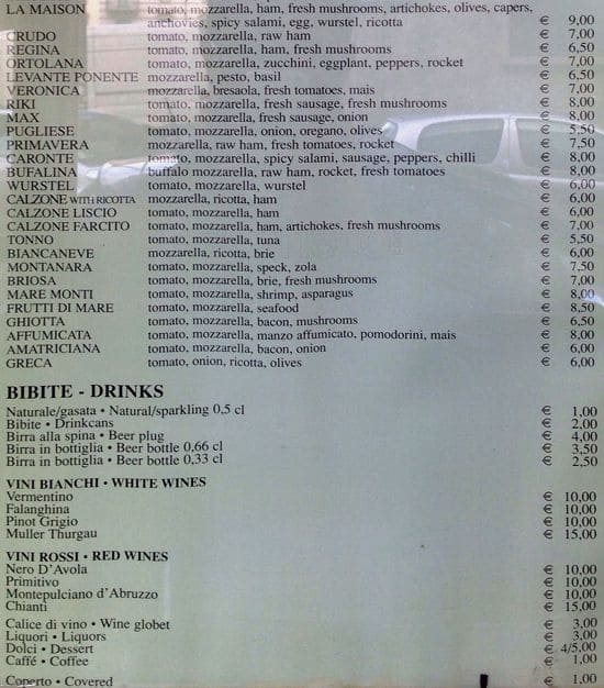 Menu di Al Buon Umore 