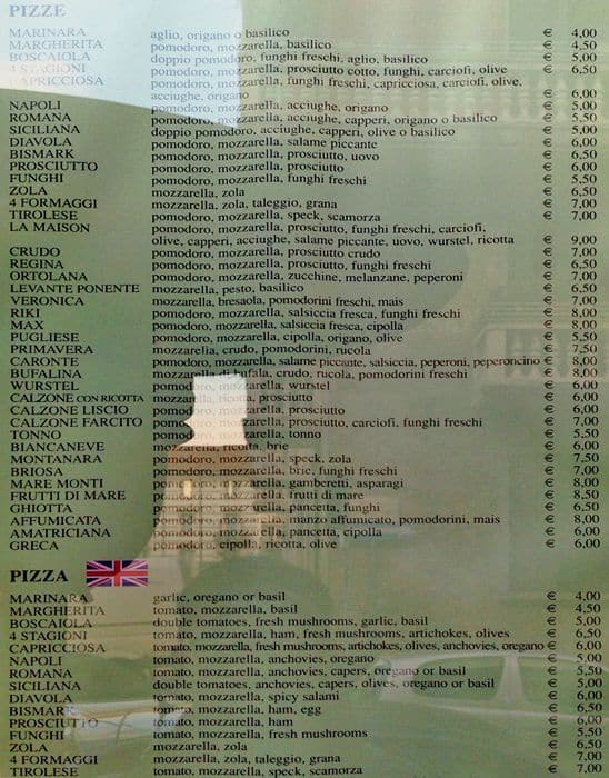 Menu di Al Buon Umore 