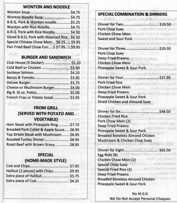 Menu at Golden Coin Restaurant, Richmond