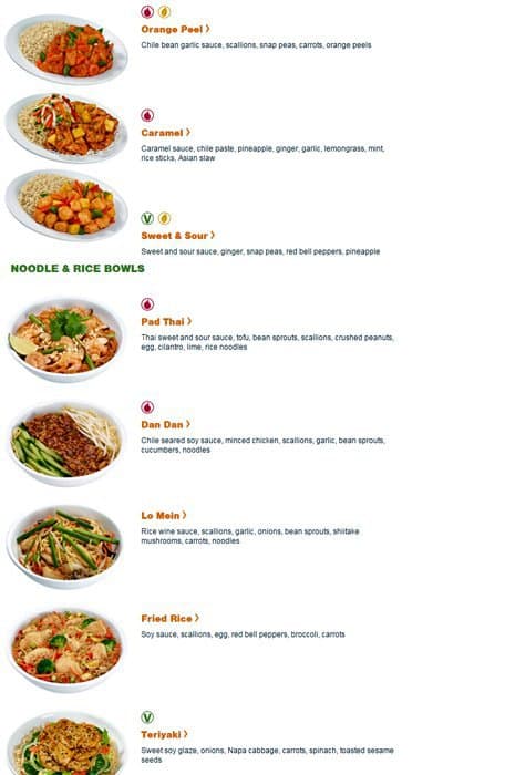 Menu At Pei Wei Restaurant Fort Worth Overton Ridge Blvd 130