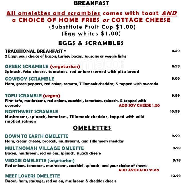 Down To Earth Cafe Menu, Menu for Down To Earth Cafe, Southwest