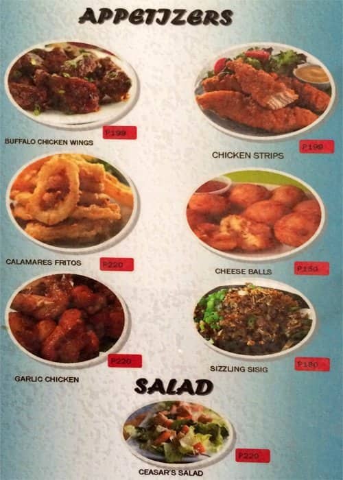 Menu at Hilltop Restaurant, Cebu City