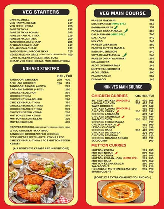 Moti Mahal Delux Menu, Menu for Moti Mahal Delux, Sector 12, Dwarka ...