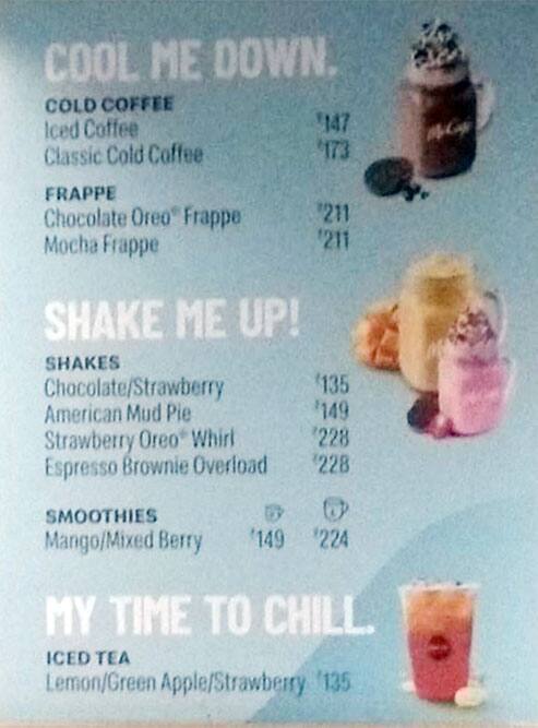 Mccafe Cold Menu Menu at McCafe by McDonald's, Ahmedabad
