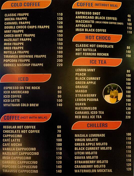 ITZzz Coffee Time menu