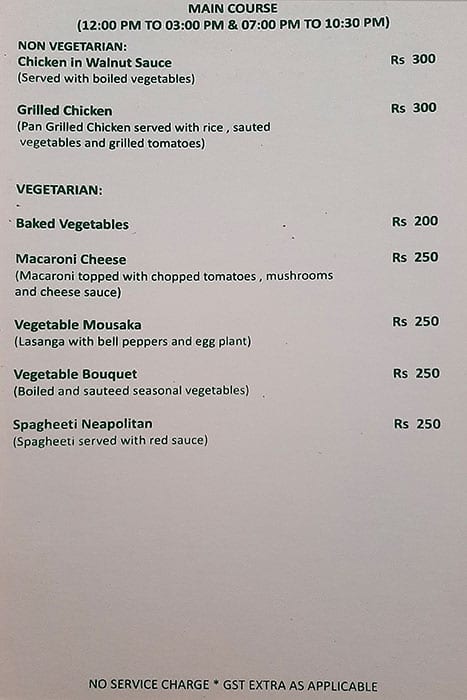 Menu at Indigo Restaurant, Jodhpur