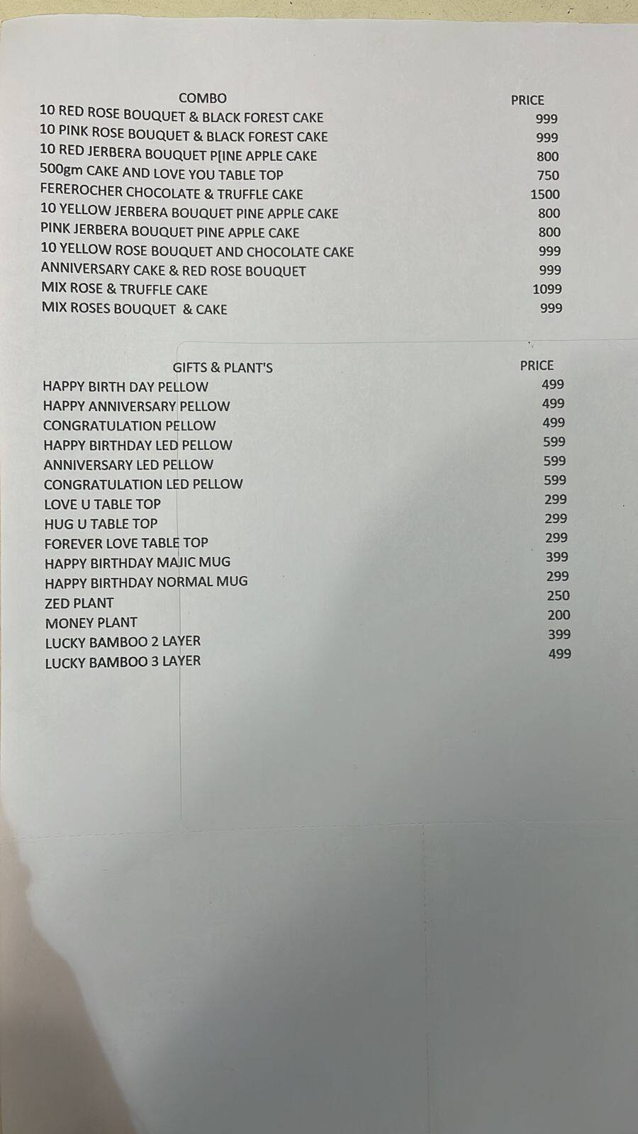 FNP: Florist & Cake Shop in Ranchi menu