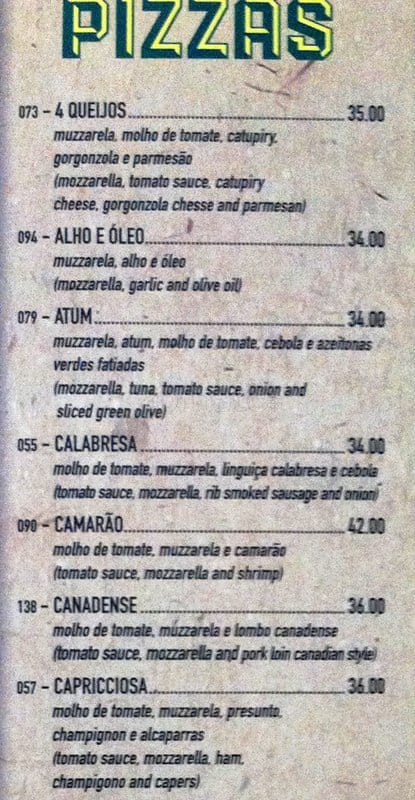 Planeta do Chopp cardápio