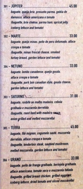 Planeta do Chopp cardápio