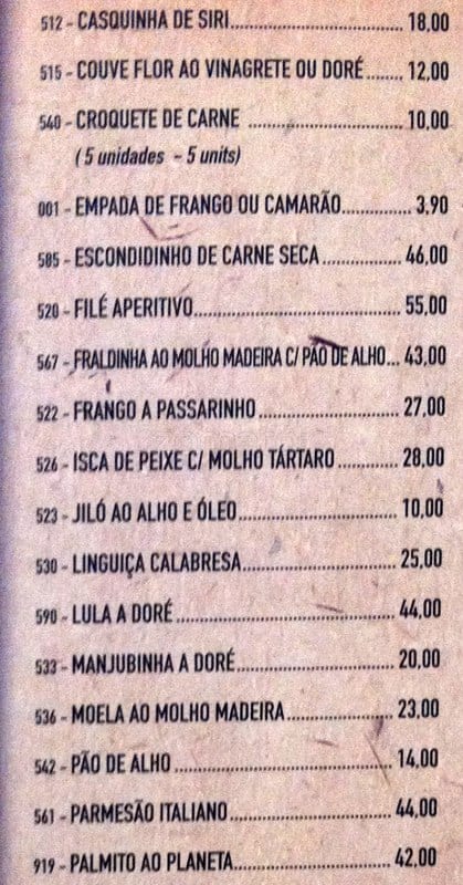 Planeta do Chopp cardápio