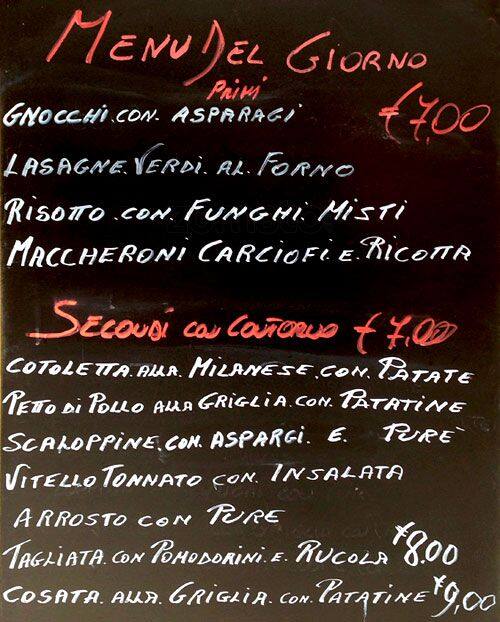 Menu di lo strapuntino 