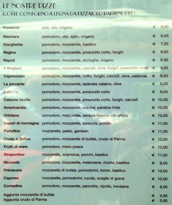 Menu di lo strapuntino 