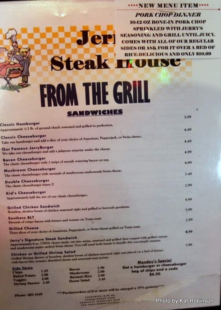 Jerry's Steak House Menu, Menu for Jerry's Steak House, Trumann