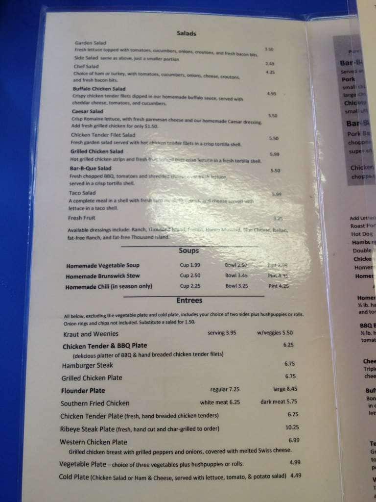 Menu at Fuzzy's BBQ, Madison