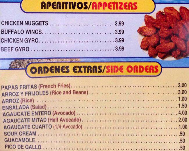 Menu at Tacos Y Mas restaurant, New York City