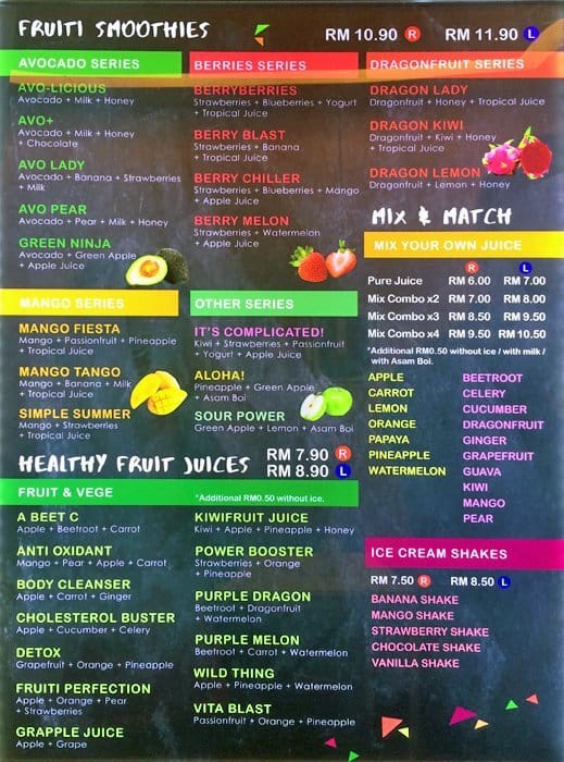 Juice Lab Menu, Menu for Juice Lab, Kuala Lumpur City Center, Kuala