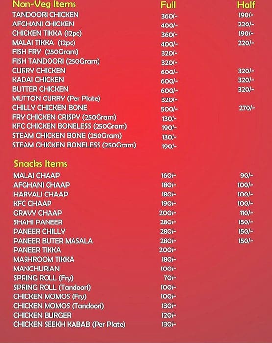 Menu of Kohli Chicken Stuffs, Model Town, Patiala