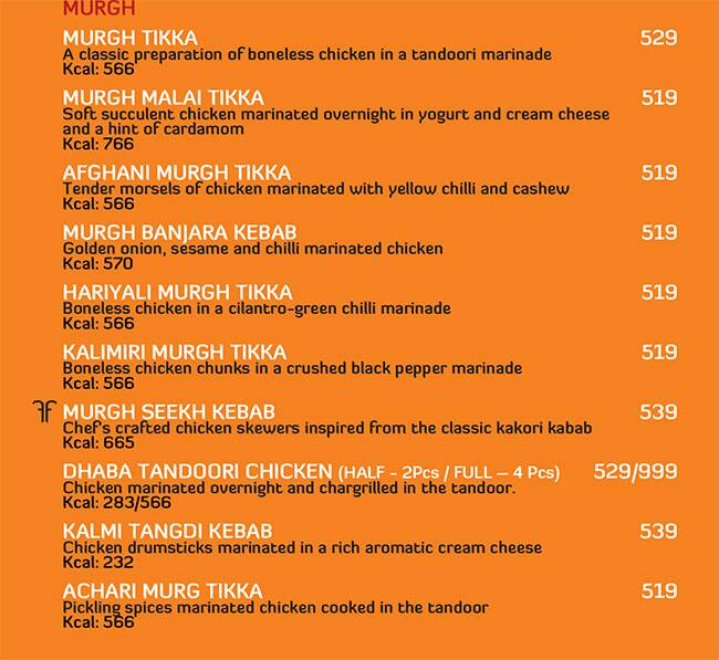 Zaffran Lower Parel menu