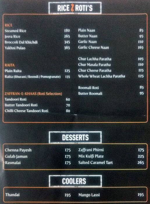 Menu at Zaffran, Navi Mumbai, 41 Palm Beach Rd