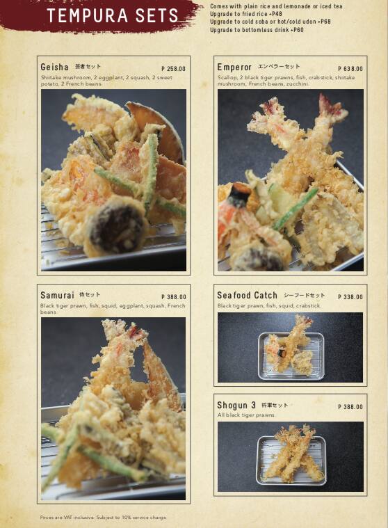 Menu at Asakusa Home Of Tempura restaurant, Pasig