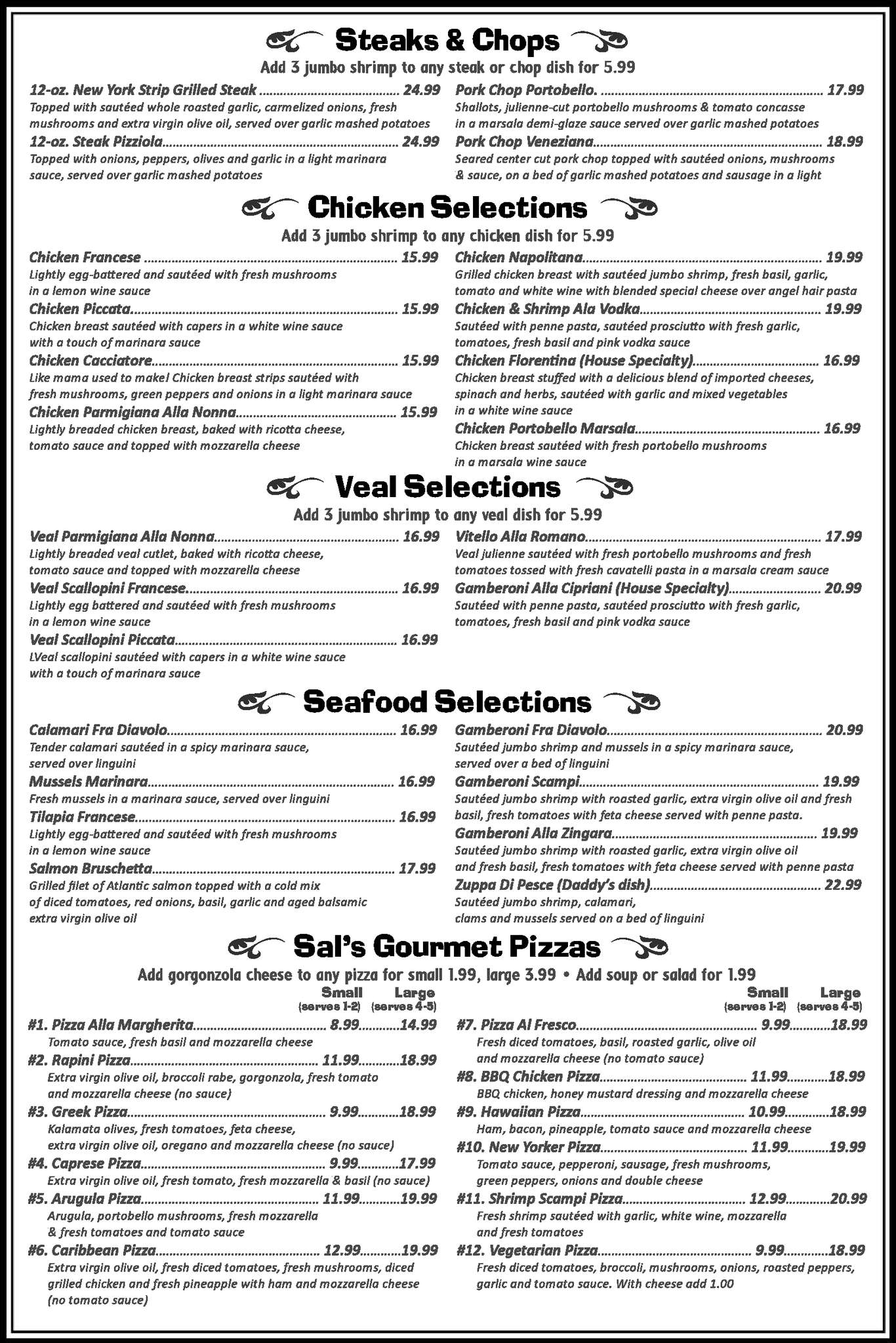 Sal's Italian Ristorante меню