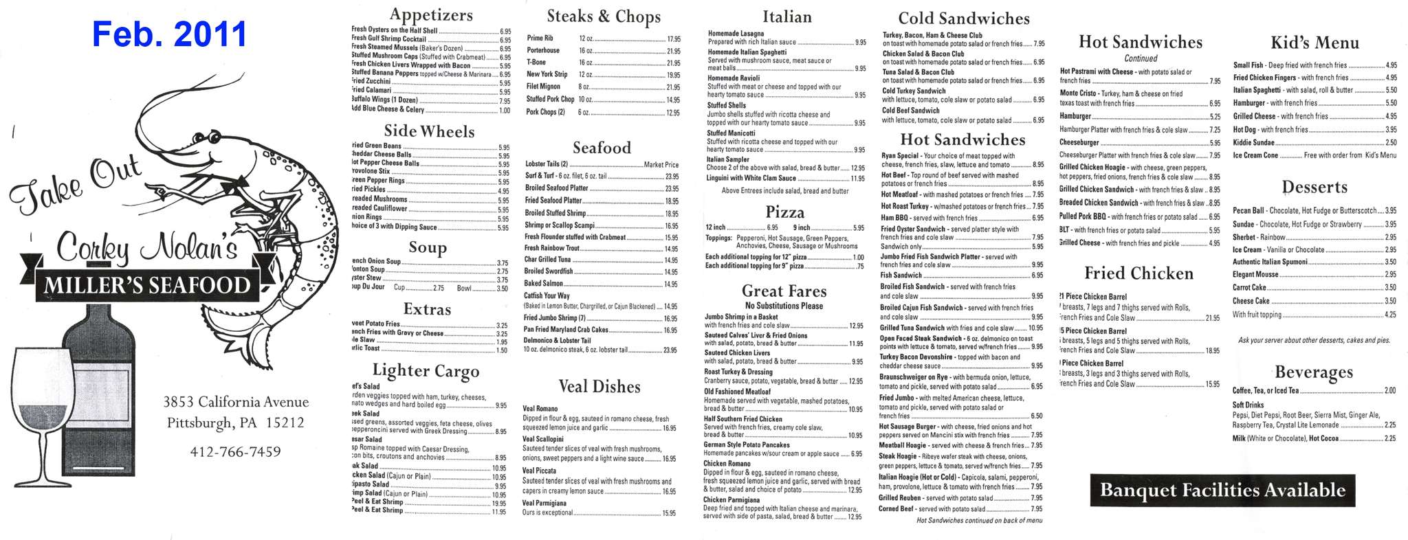 Miller's Seafood House Menu Urbanspoon/Zomato