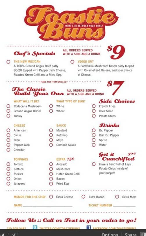 Toastie Buns Menu, Menu for Toastie Buns, Northern Hills, San Antonio Urbanspoon/Zomato