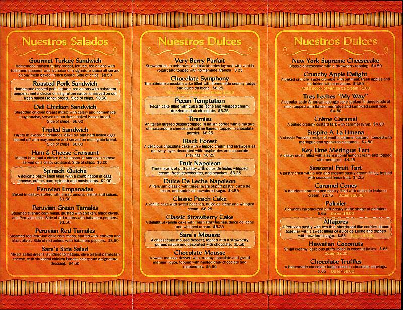 Sara's Pastries and Deli Menu Urbanspoon/Zomato