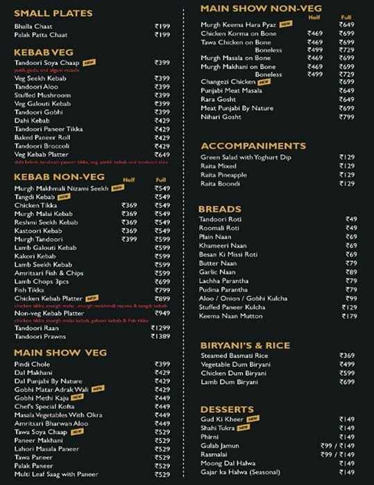 Punjabi by nature menu