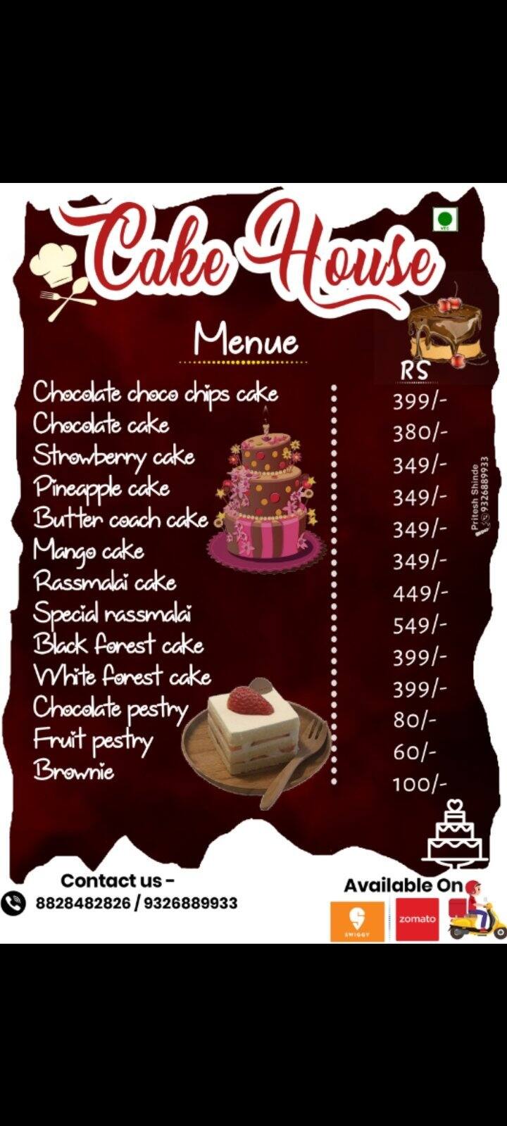 Menu of Cake House, Ghansoli, Navi Mumbai