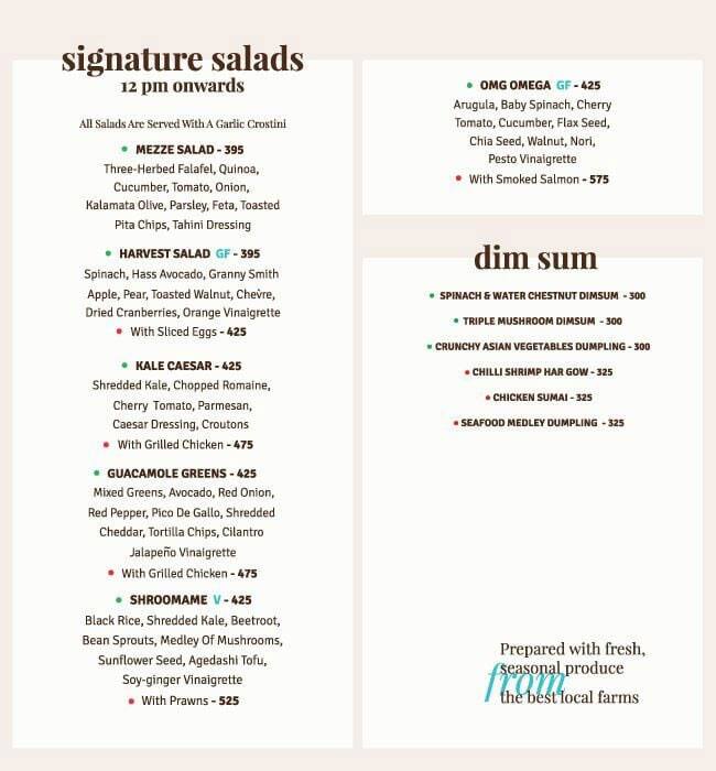 Foodhall menu