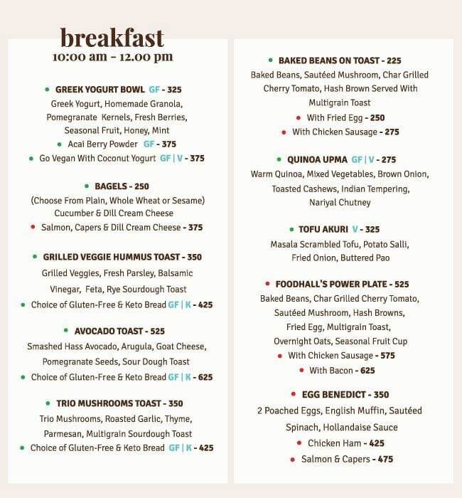 Foodhall menu