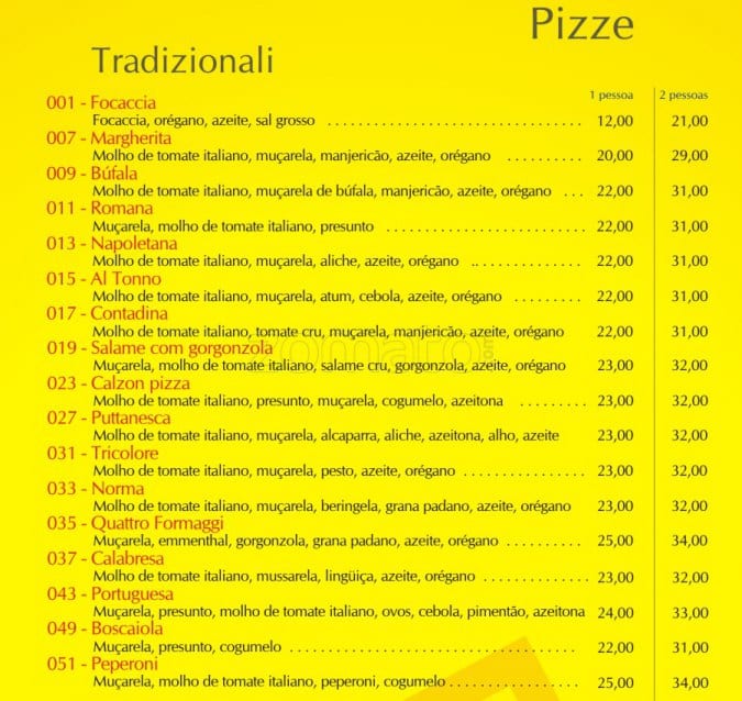 Pizzeria Don Giovanni cardápio