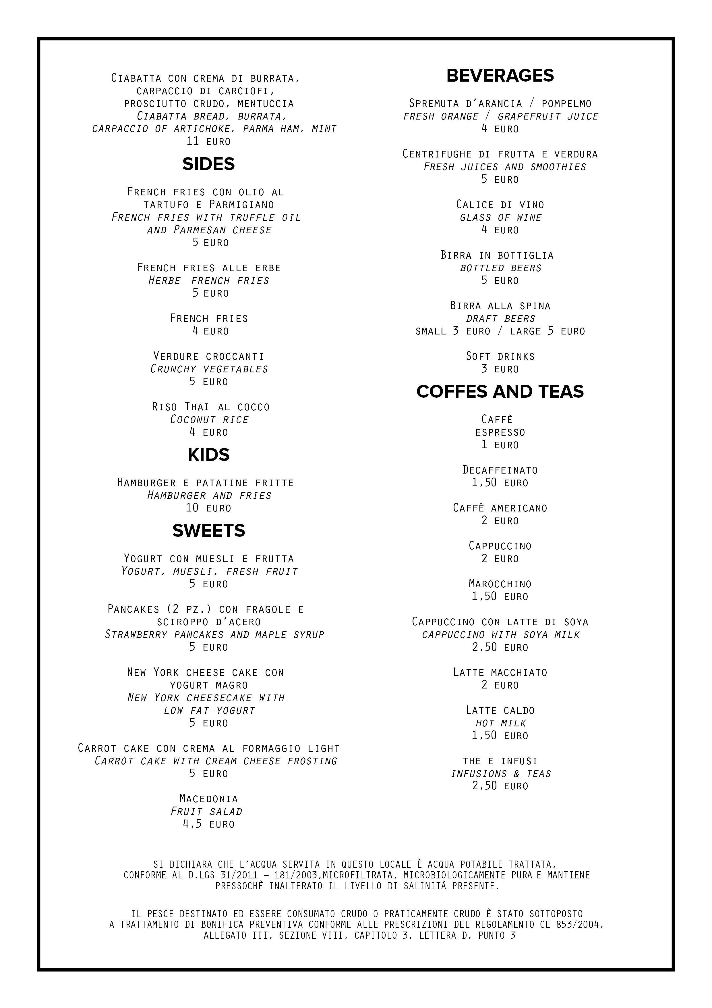 Menu di Tom. - The Ordinary Market 