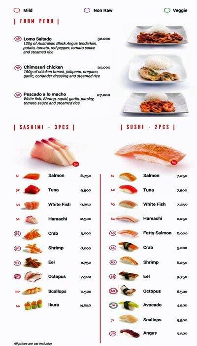KAMI Experience menu