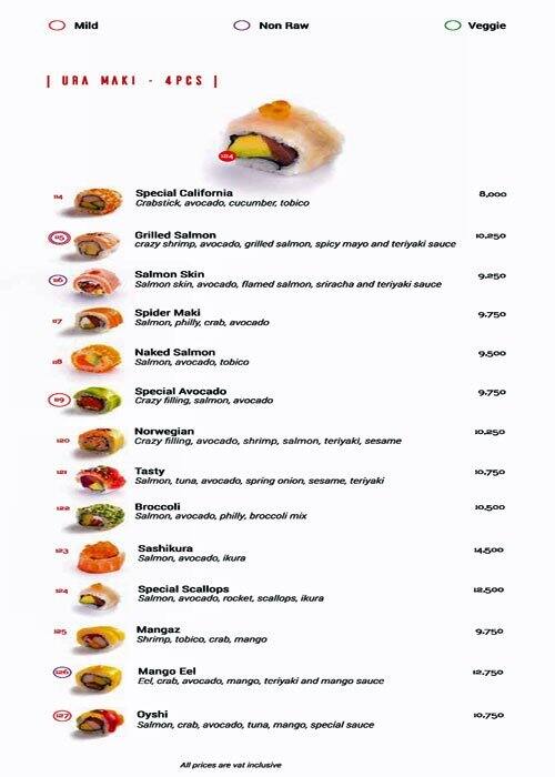 KAMI Experience menu