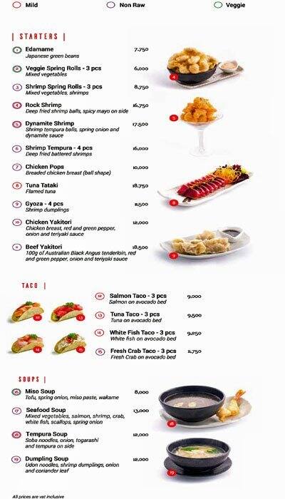 KAMI Experience menu